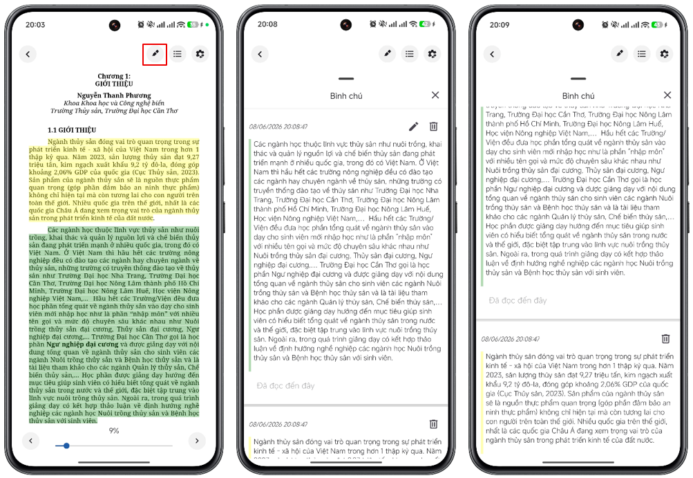 Xem lại Highlight/Comment
