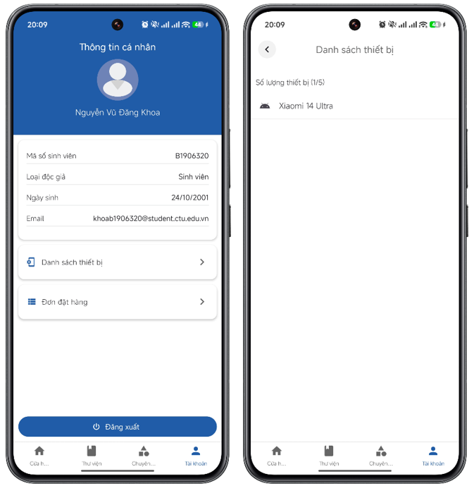 Danh sách thiết bị đọc offline
